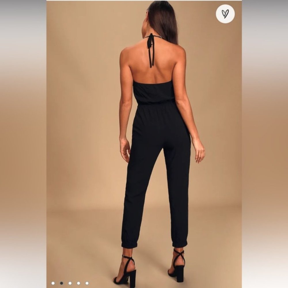 ❗️SOLD❗️Lulus Learning to Fly Black Halter Jumpsuit Size S - Picture 2 of 12